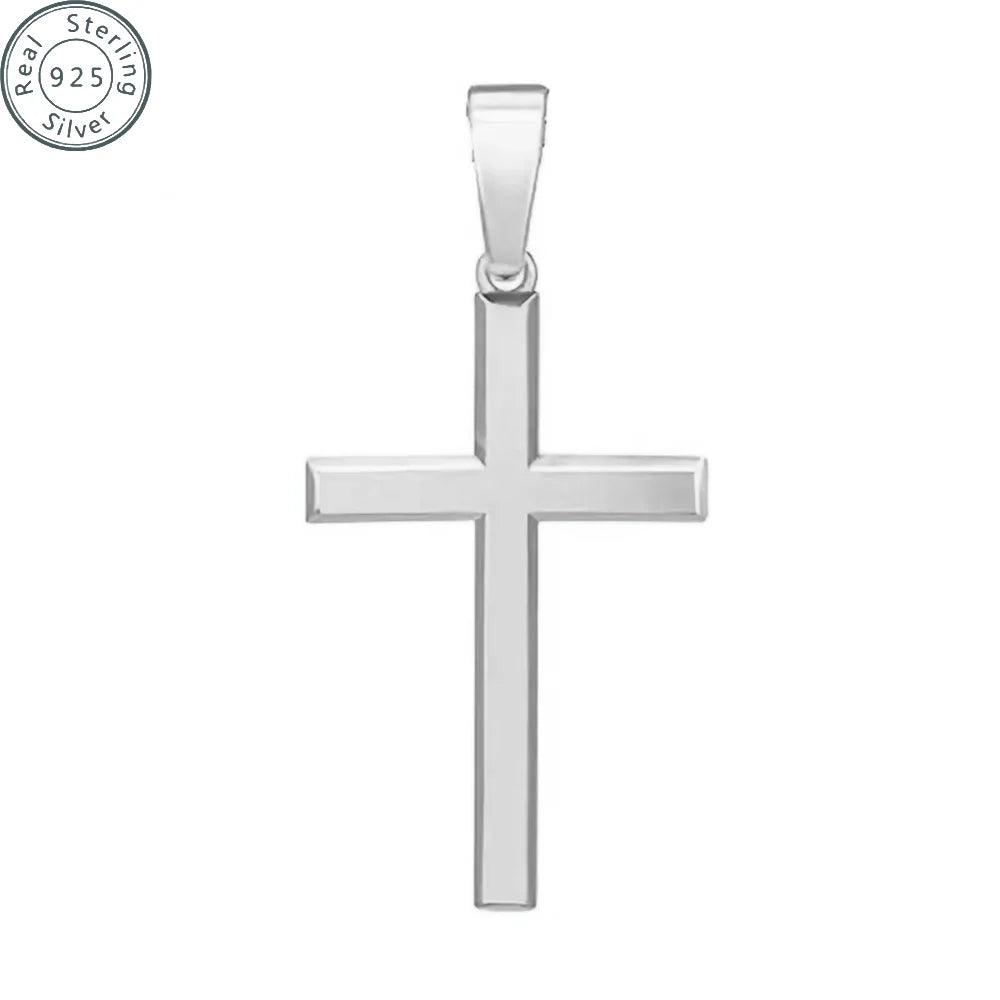 Sterling Silver Cross Necklace Unisex Pendant Jewelry