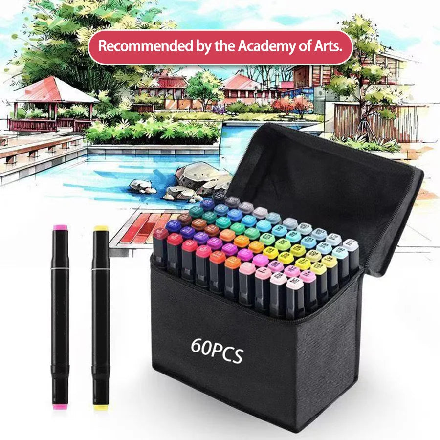 Color Dual-Tip Artist Markers For Student Illustration And Artworks CollectionBundles