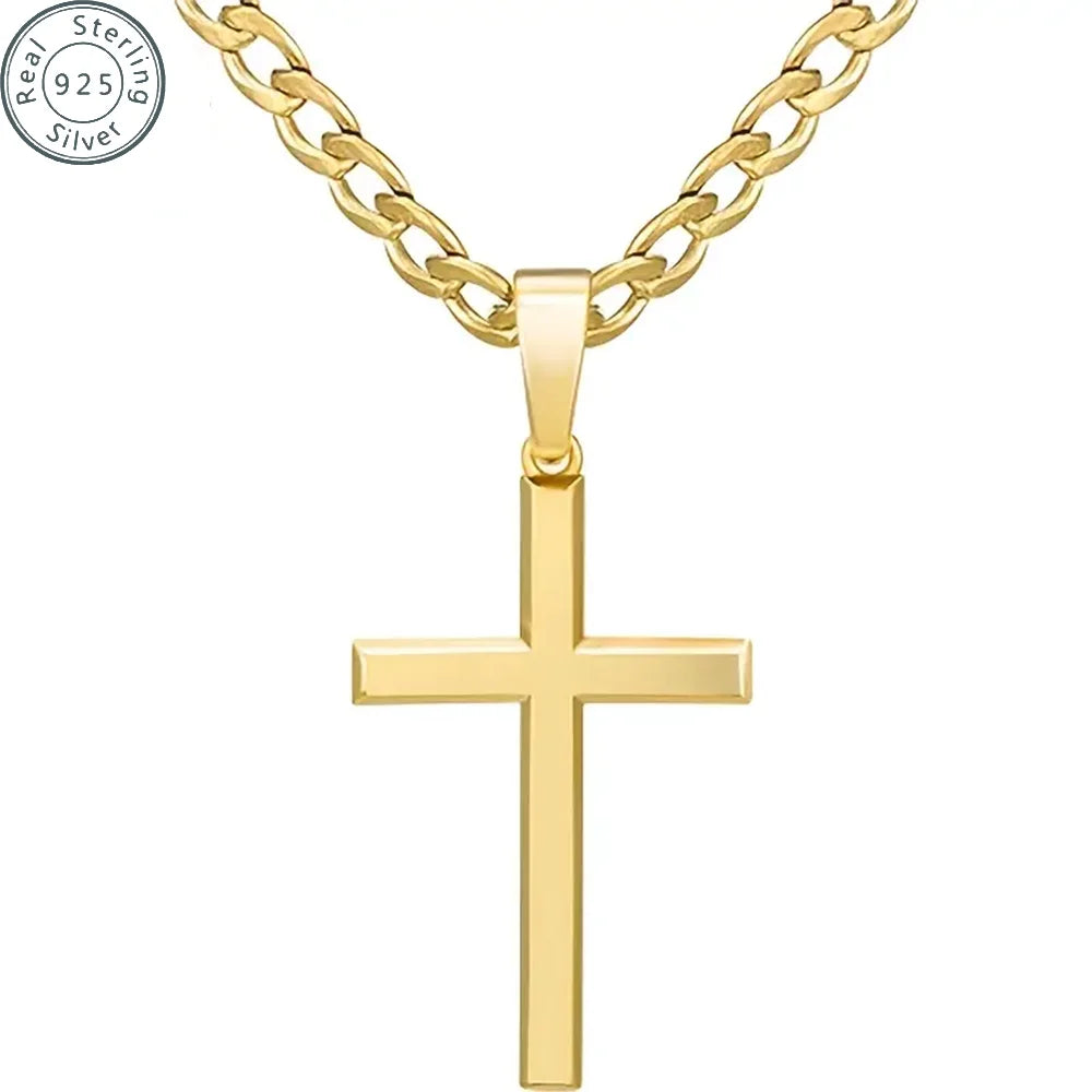 Sterling Silver Cross Necklace Unisex Pendant Jewelry