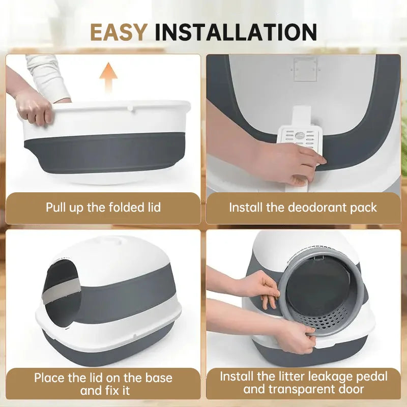 Large Enclosed Cat Litter Box with Scoop