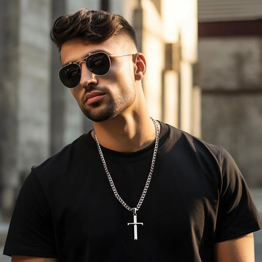 Sterling Silver Cross Necklace Unisex Pendant Jewelry