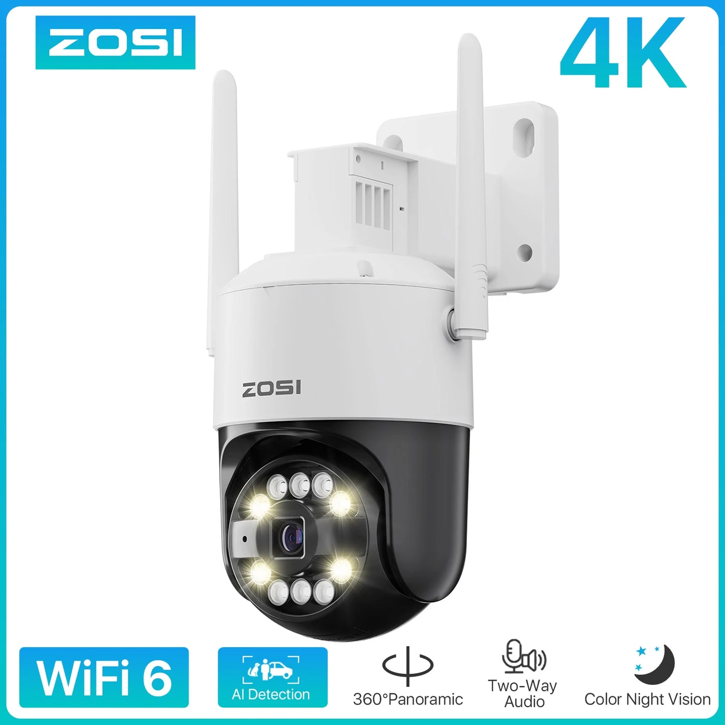 ZOSI C296 5MP/8MP PTZ WiFi Camera Person Vehicle Package Detect Wireless CCTV Video Surveillance Camera Home Security Protection
