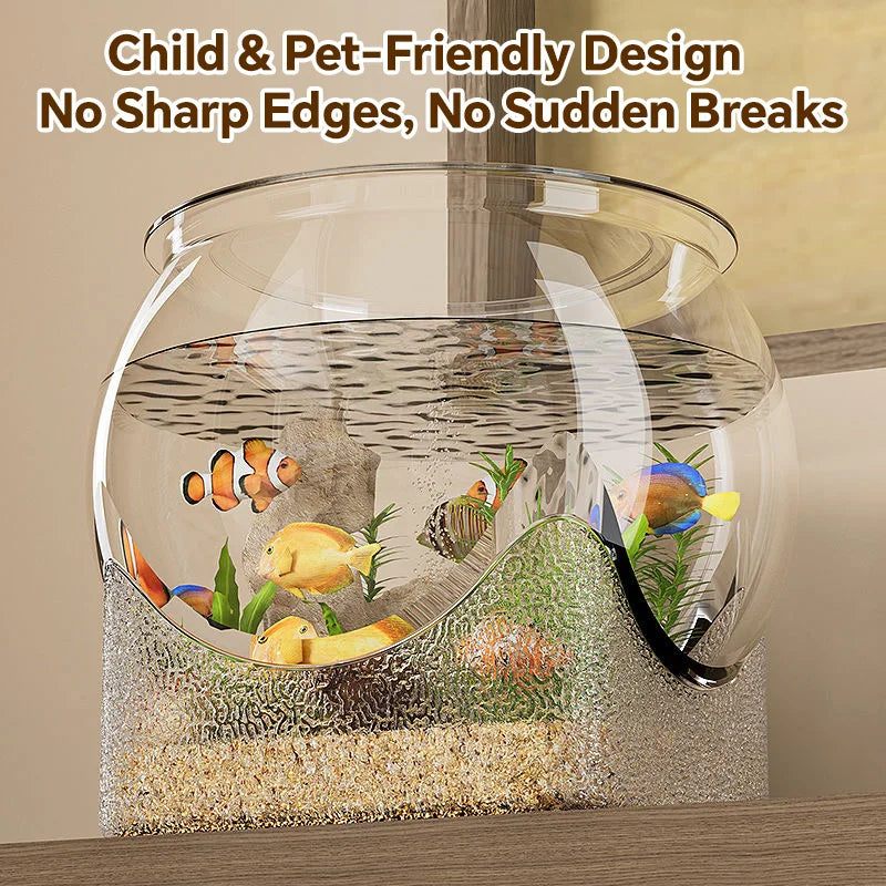 High-concerned Round Transparent Aquarium Durable Drop Resistant Fish Tank Compact