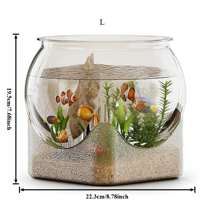 High-concerned Round Transparent Aquarium Durable Drop Resistant Fish Tank Compact