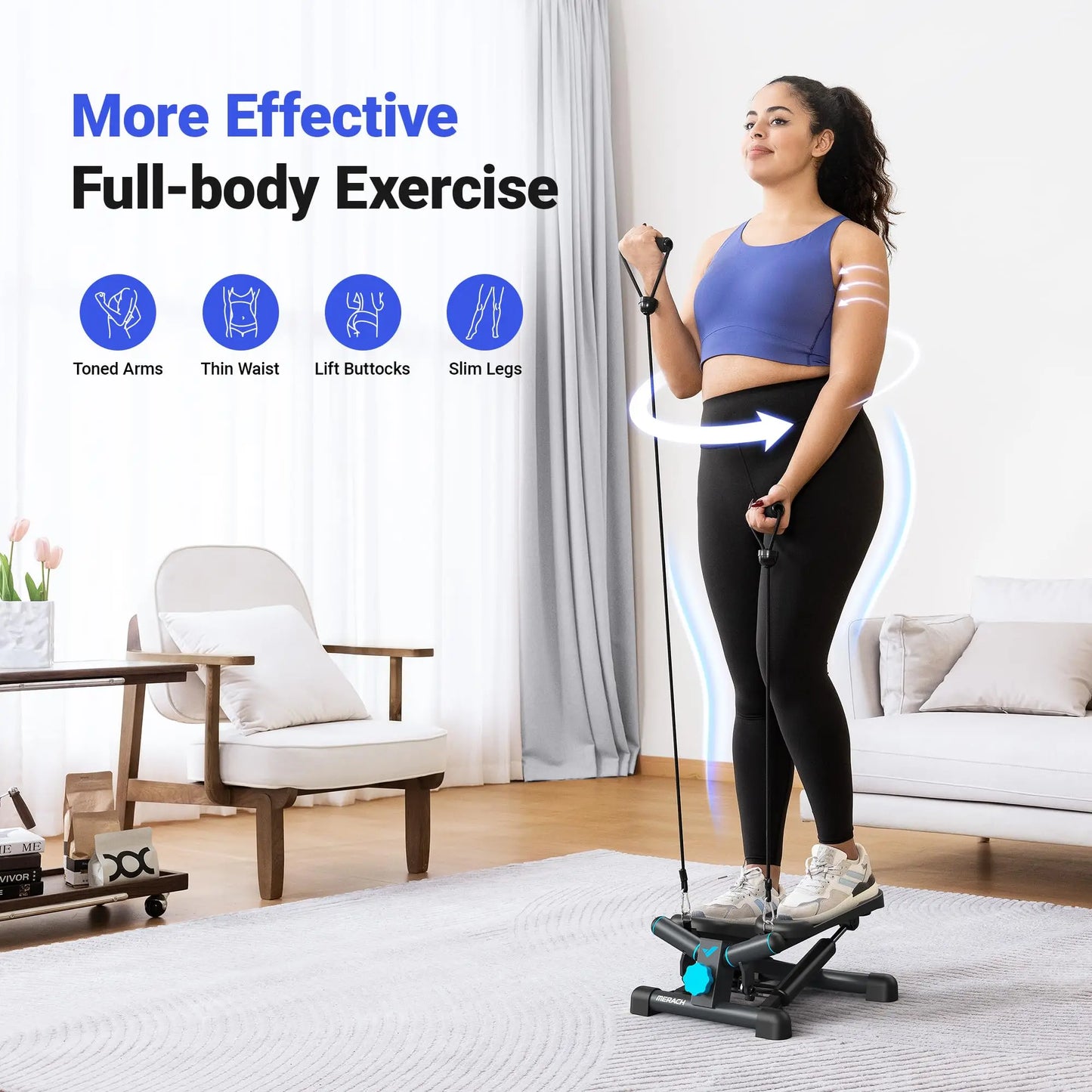 MERACH Mini Stepper Exercise Equipment with Resistance Band