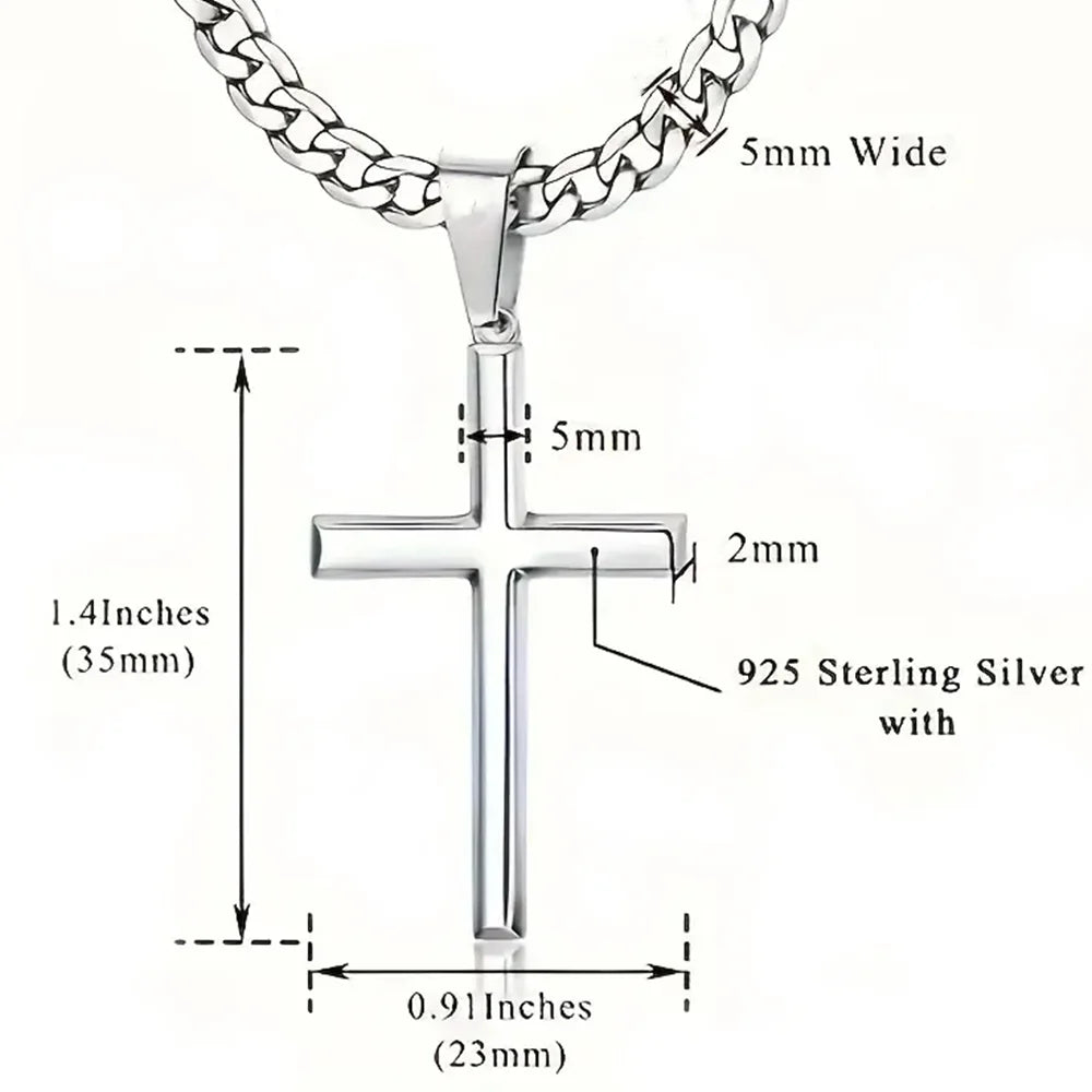 Sterling Silver Cross Necklace Unisex Pendant Jewelry