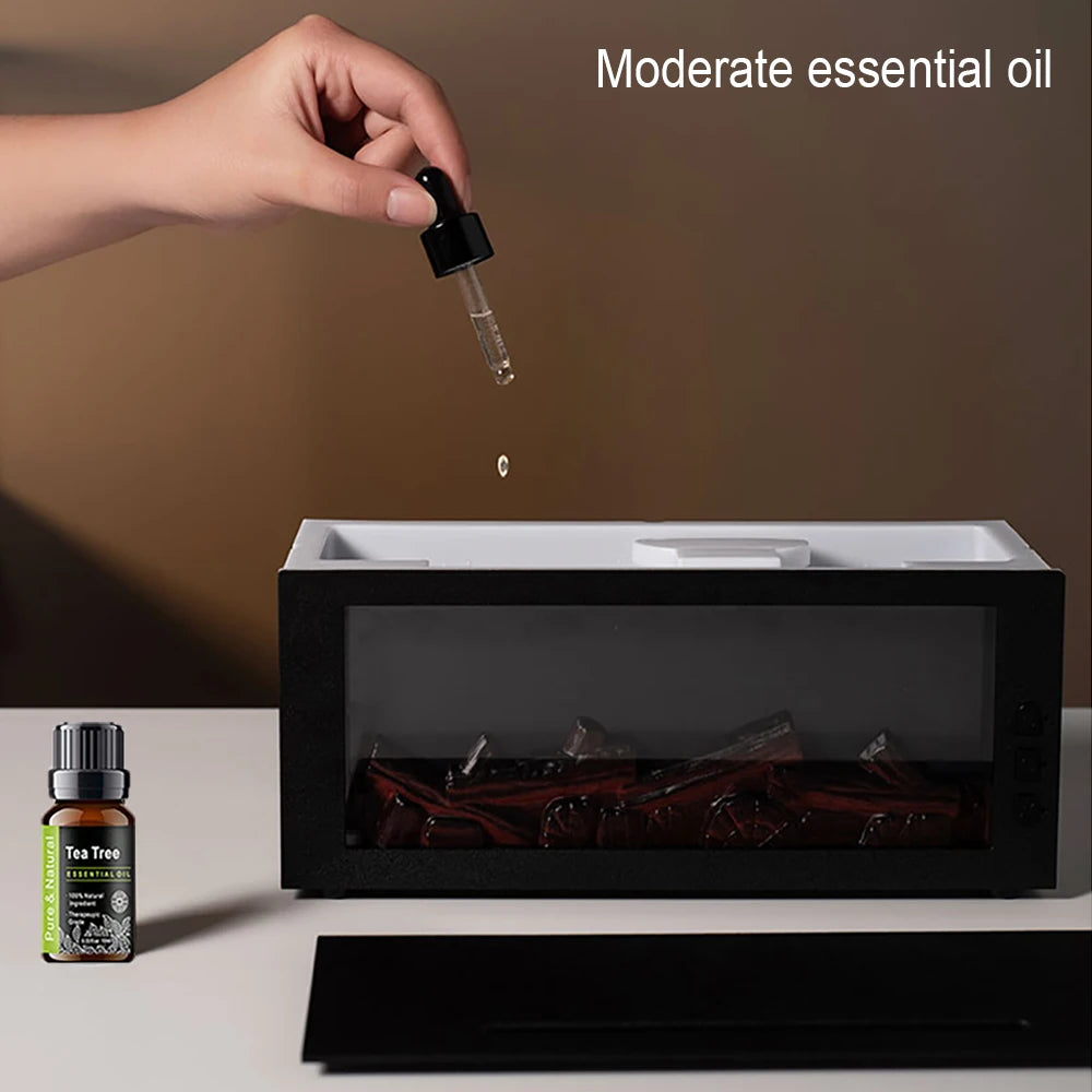 2025 Aromatherapy Essential Oil Diffuser Ultrasonic Humidifier for Home Cool Mist Electronics Night Light realistic flame fogger