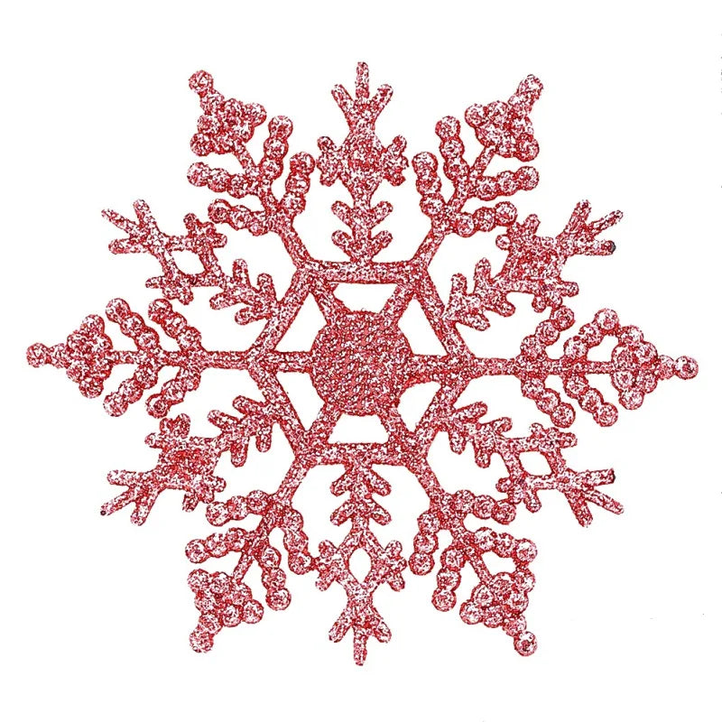 12-Piece Premium Glitter Snowflake Plastic Christmas Ornaments Set