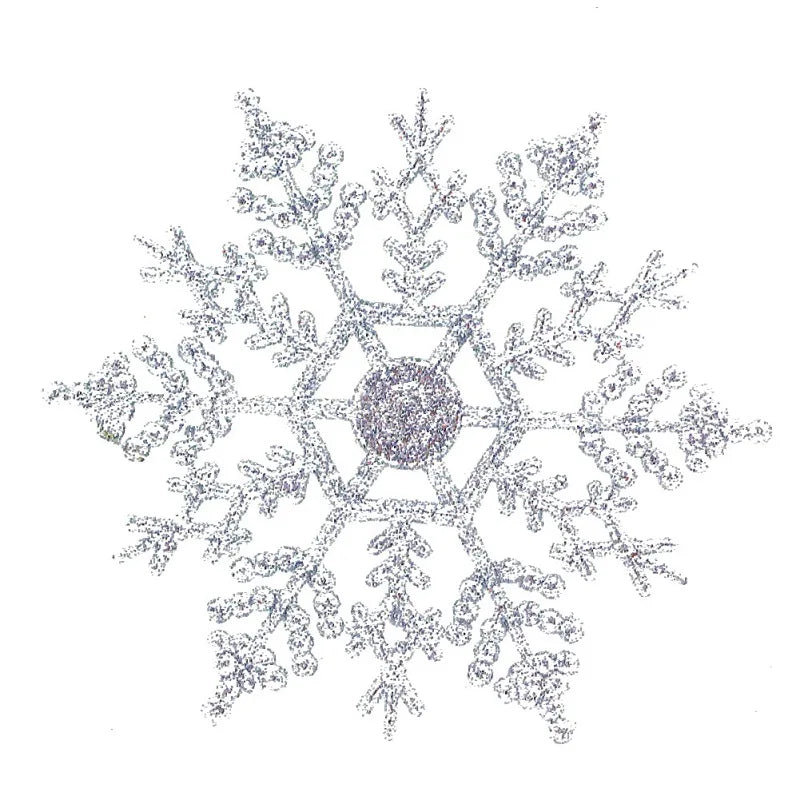 12-Piece Premium Glitter Snowflake Plastic Christmas Ornaments Set