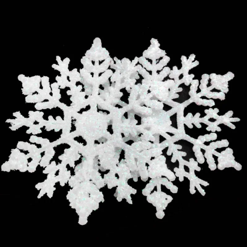 12-Piece Premium Glitter Snowflake Plastic Christmas Ornaments Set