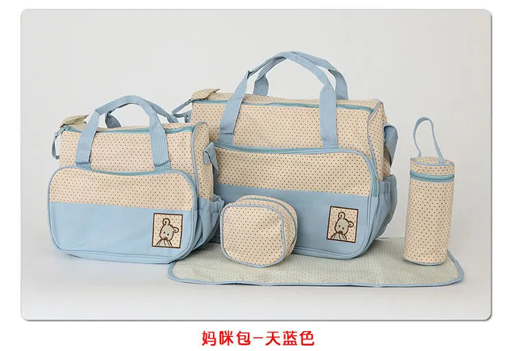 Mom Bag Five-Piece One-Shoulder Large Capacity Waterproof Diaper Bag