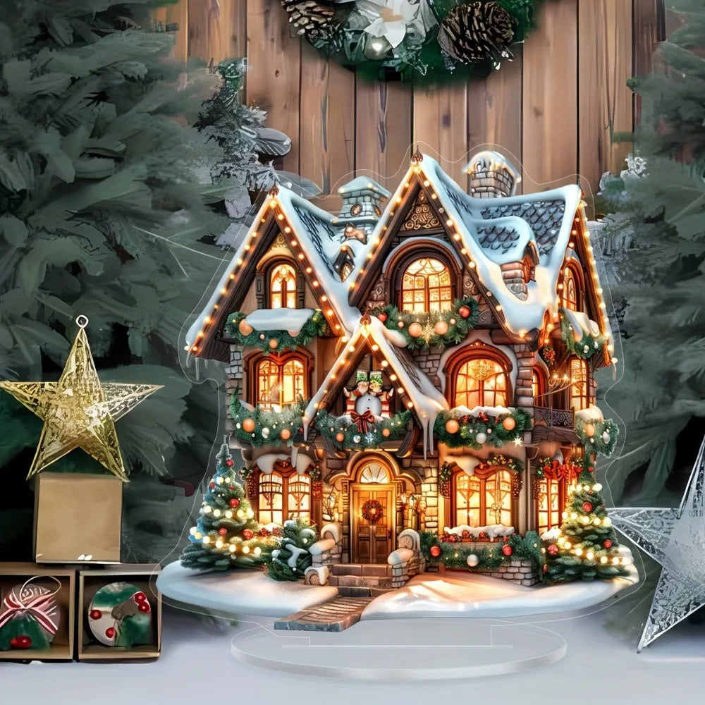 A charming two-dimensional gingerbread house Christmas table ornament: a multi-purpose holiday decoration with a base