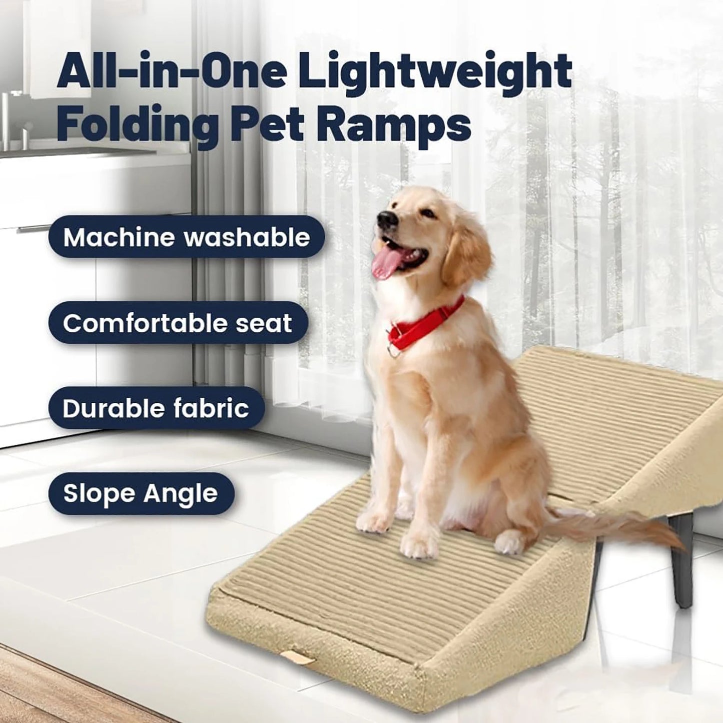 Dog Door Split Ottoman Ramp Ergonomically Multifunction Folding Pet StaircaseProMax