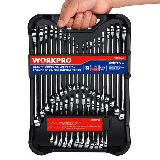 WORKPRO SAE Metric Wrenches Set With Organizer Carry Case