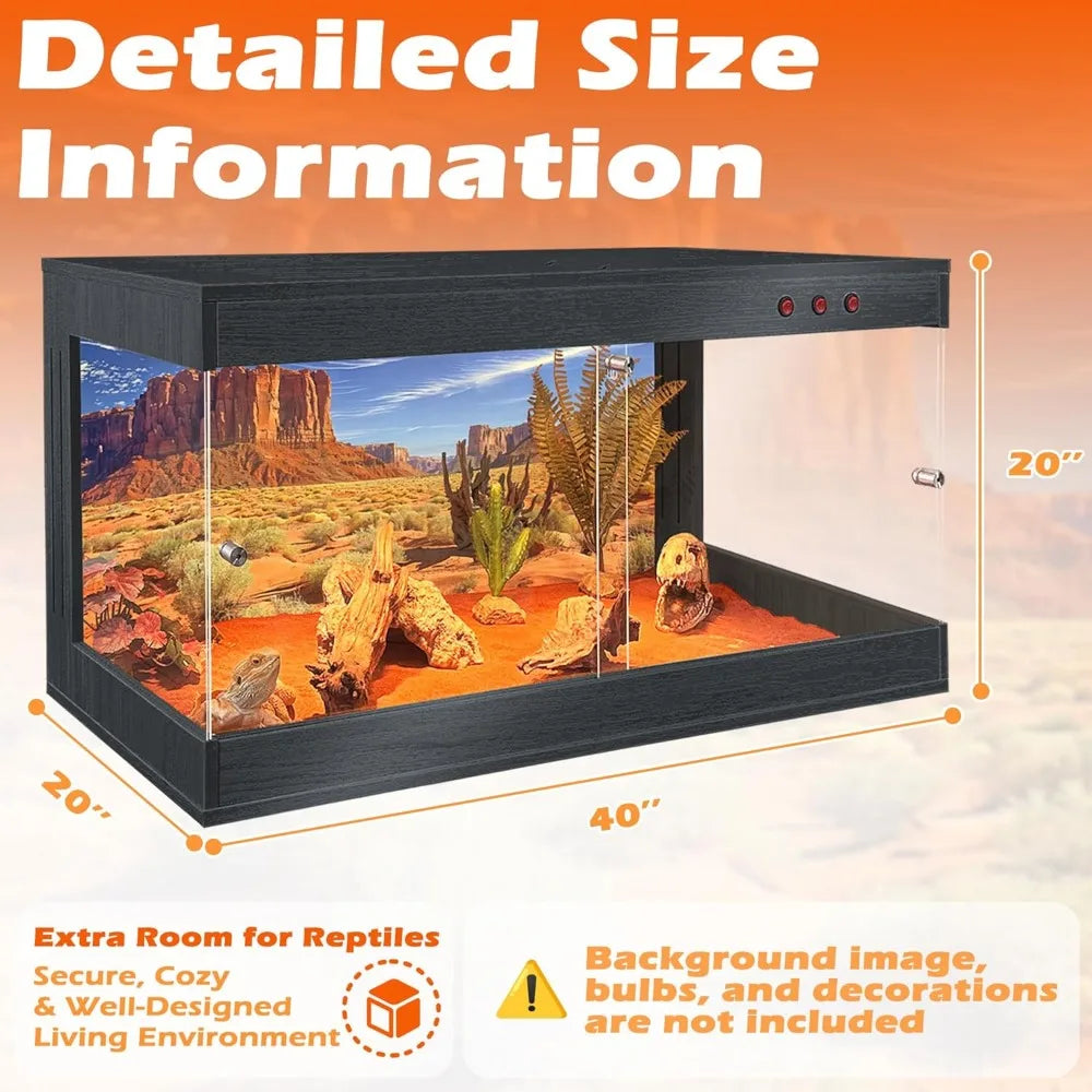 Royxen Premium Bearded Dragon Reptile Tank Tempered Glass Enclosure LockingMeshTop