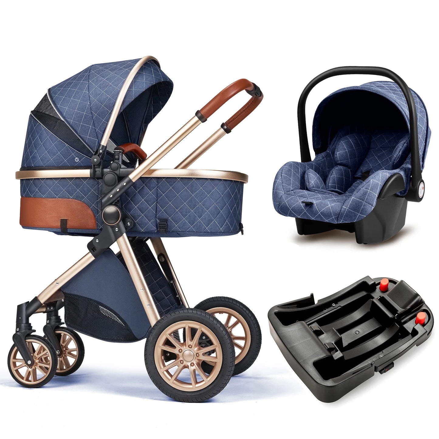 Fashion Baby Stroller 3 in 1 Baby Travel System Newborn Baby Cart Portable Pushchair Baby Cradel Infant Carrier Free Shipping