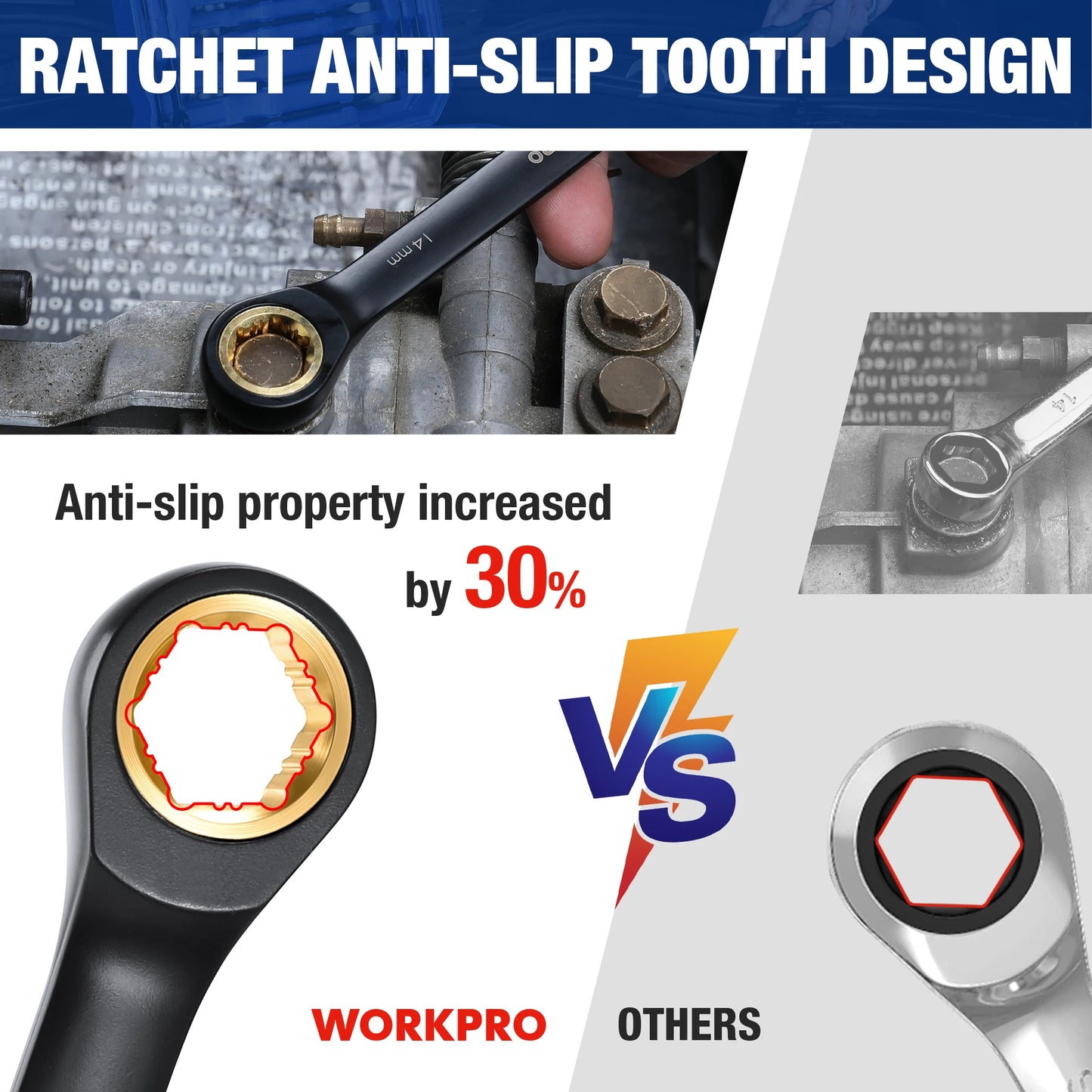 WORKPRO 22 Piece Ratcheting Wrench Set with Organizer Box