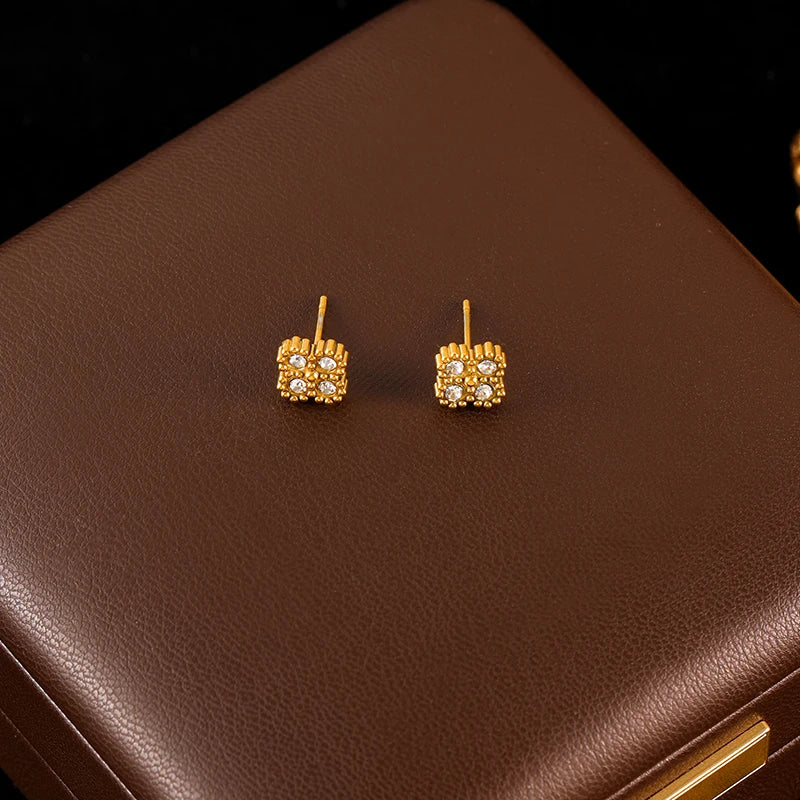 GANEMLY Sparkling Clover Zircon Jewelry Set Stainless Steel