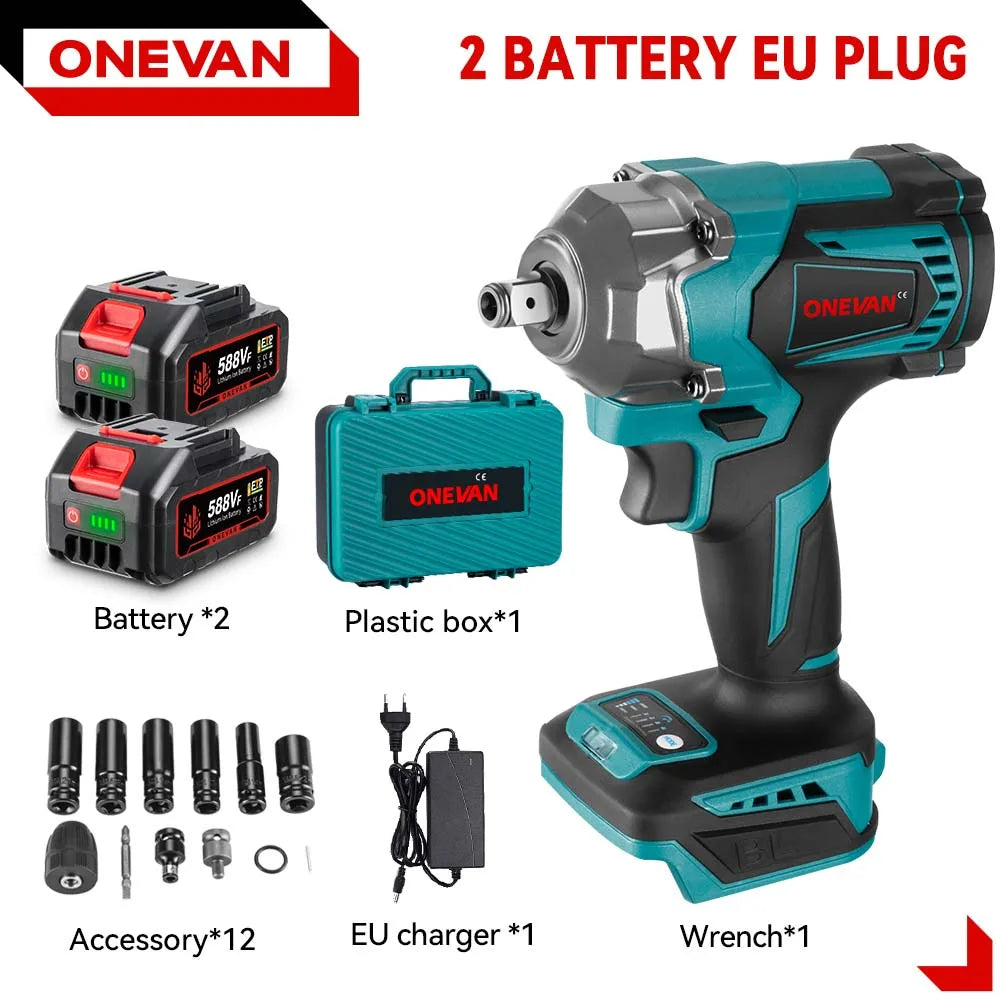 ONEVAN 1200Nm Brushless Cordless Impact Wrench With Makita Battery