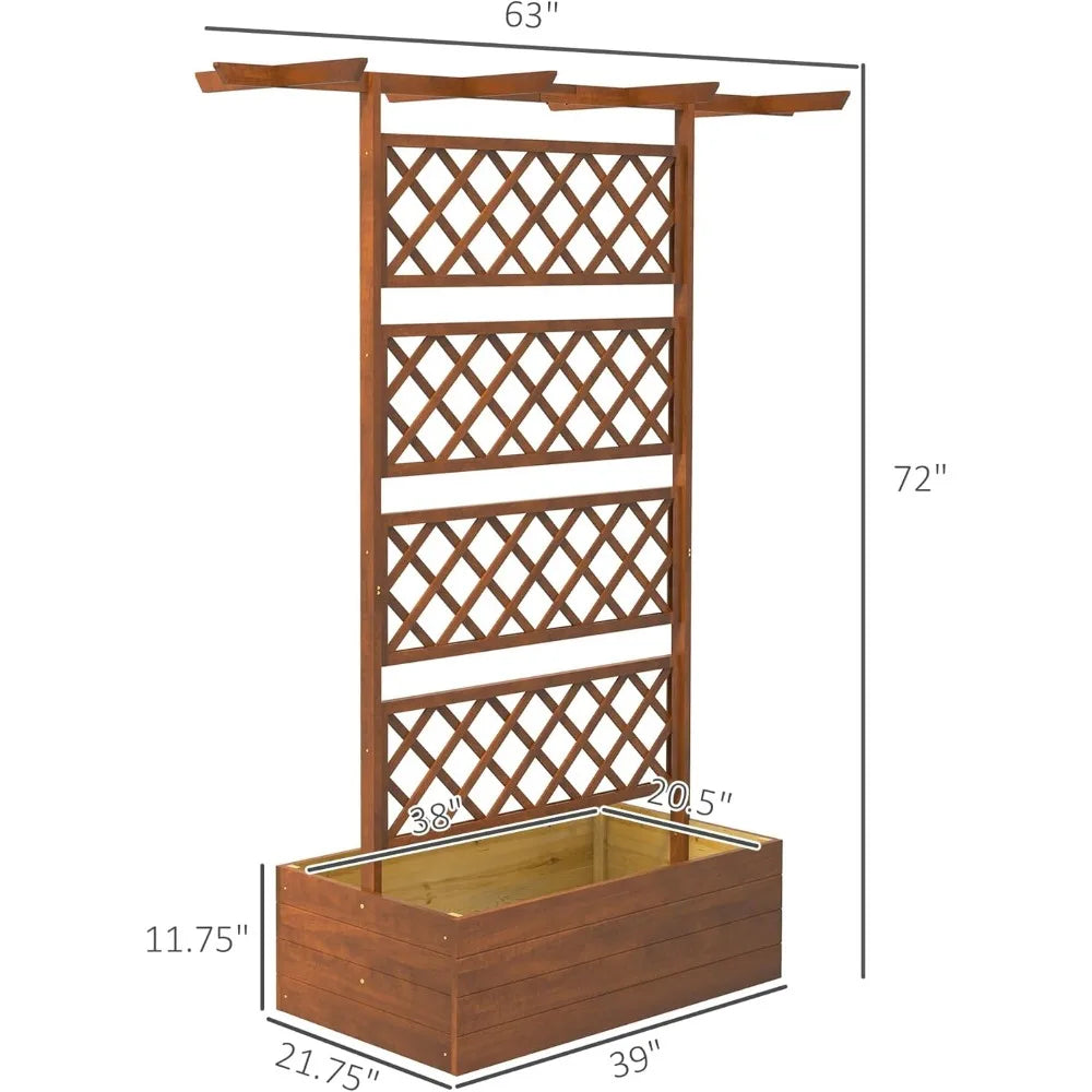 Wood Planter with Trellis, Raised Garden Bed Privacy Screen Planter Box for Climbing Plants, Vines, Vegetables