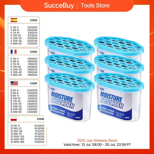 VEVOR Moisture Absorber Boxes 10.8 oz Humidity Absorber Boxes Fragrance Free Dehumidifier for Bathroom Closet Kitchen 6 Pack