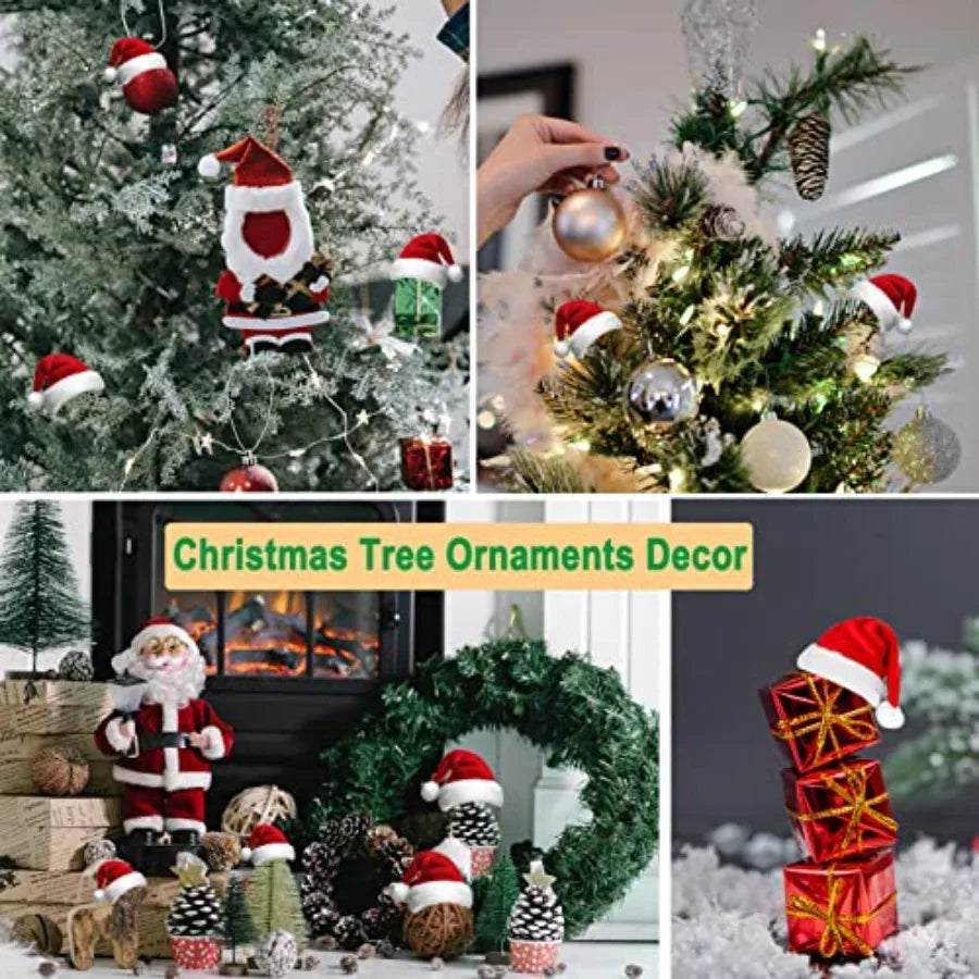 Mini Santa Hats 40Pcs Craft Christmas Wine Bottle Topper