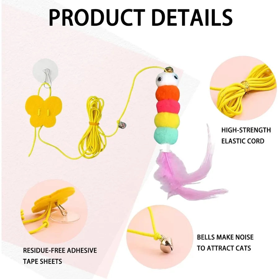 Hign-concerned Three-Piece Interactive Indoor Cat Toys Hanging FeatherStrings Deluxe