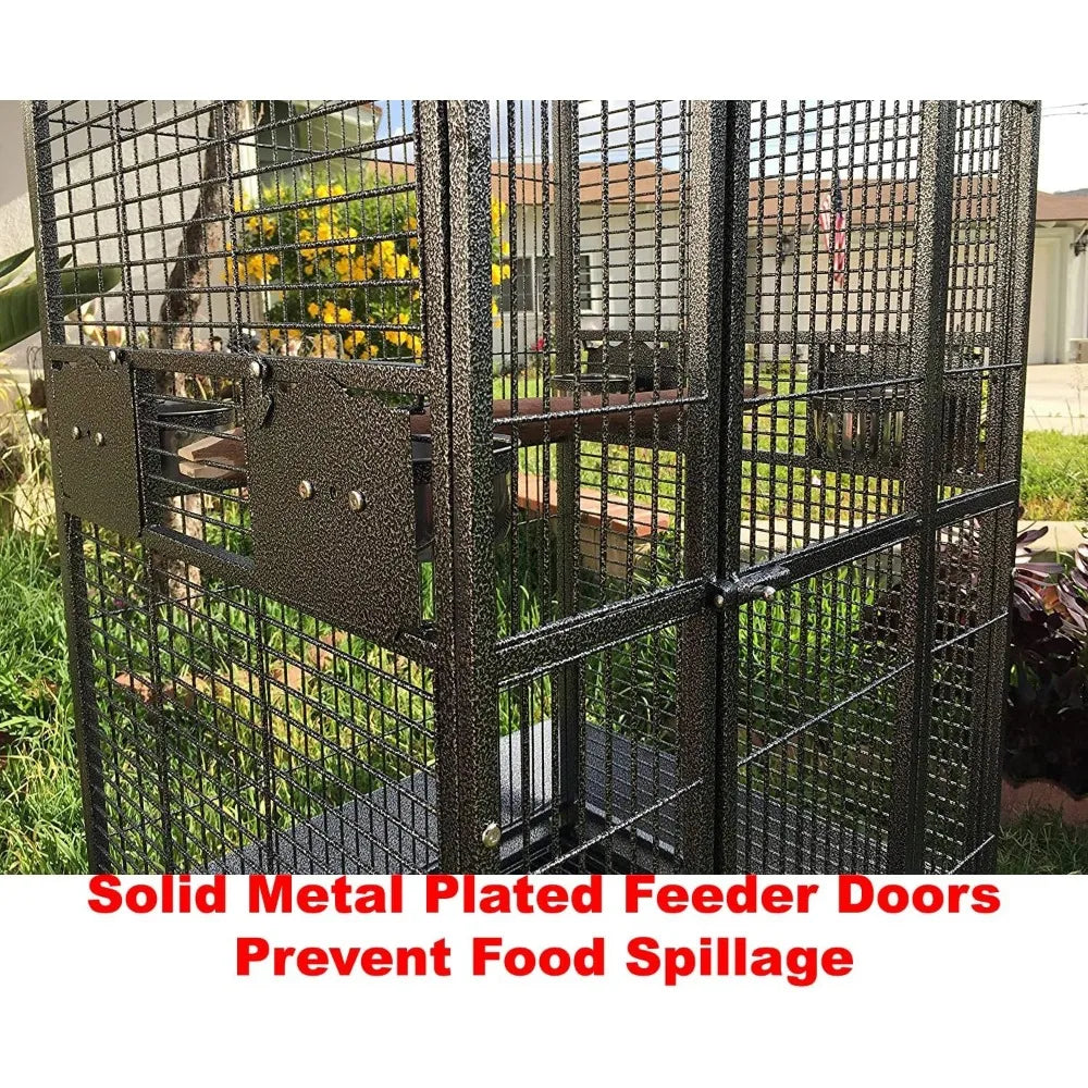 IndustrialGrade Wrought Iron Bird EnclosureSystem For Parrots Finches Cockatoos Rolling