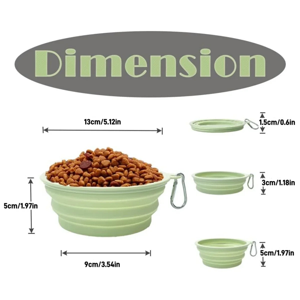 Hign-concerned Collapsible Silicone Dog Food And Water Bowl For Outdoor Camping Carabiner