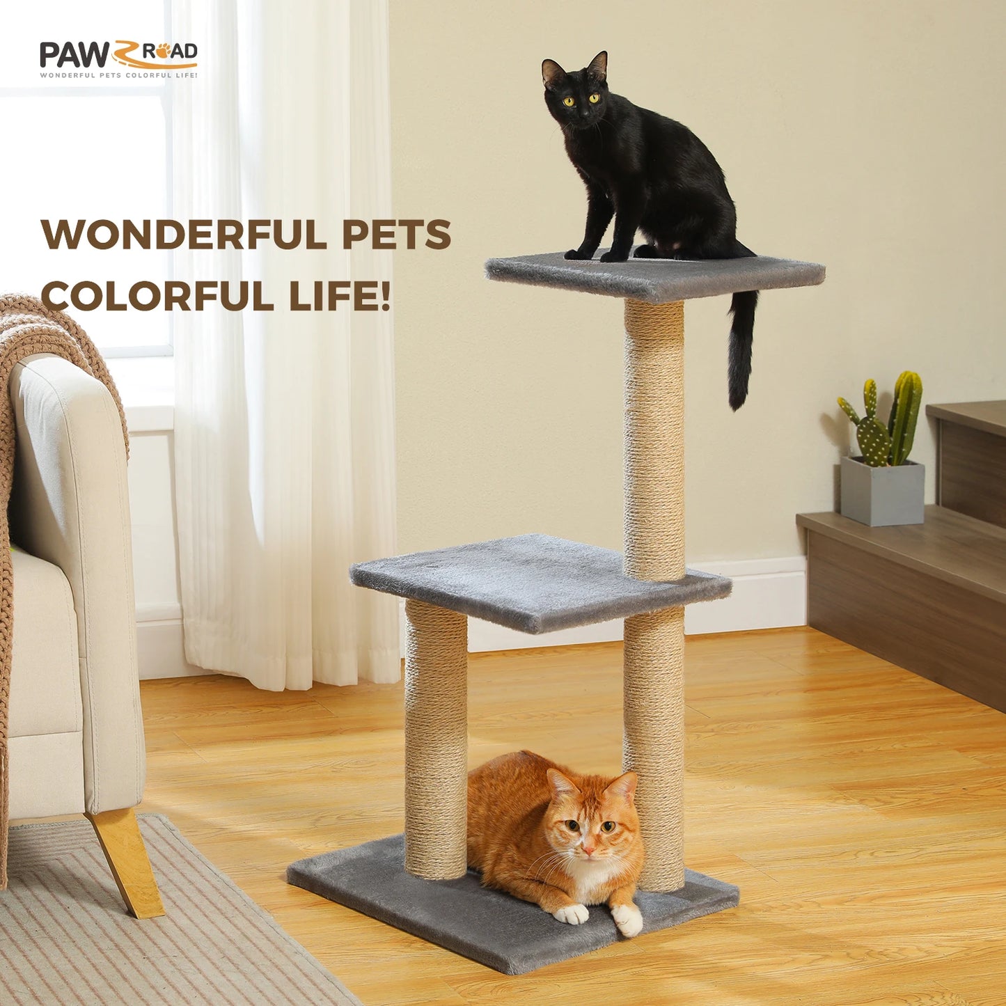 PAWZ Road Ultra-Stable MultiFunctional Cat Tree Tower Indoor Cats All-Season-Hammock