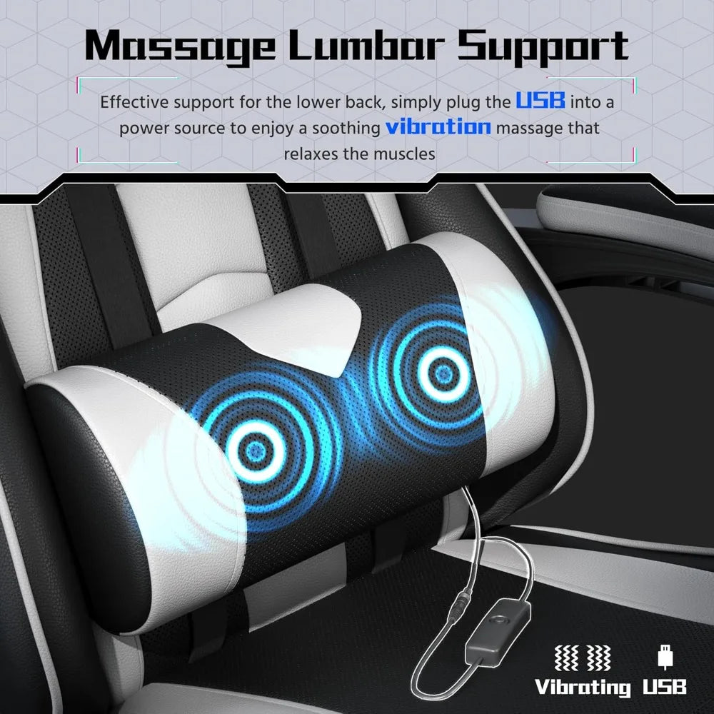 Ergonomics Gaming Chair With Swivel Headrest And Massage
