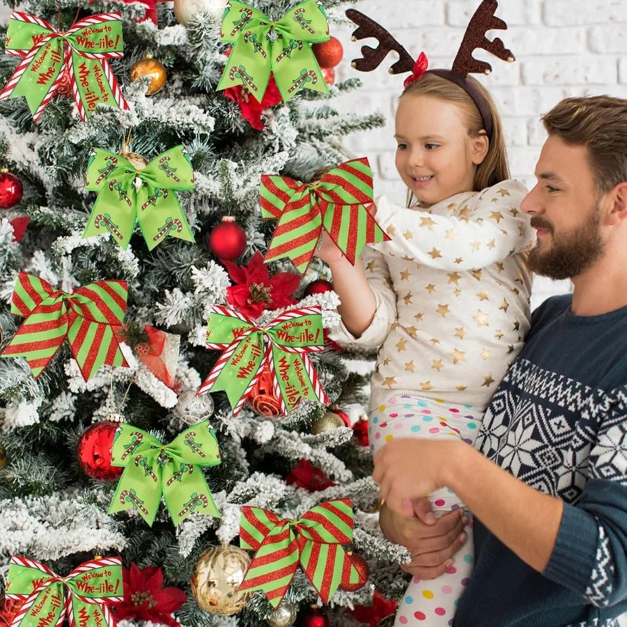 12 Pieces Festive Christmas Bows For Wreaths And Gift Wrapping