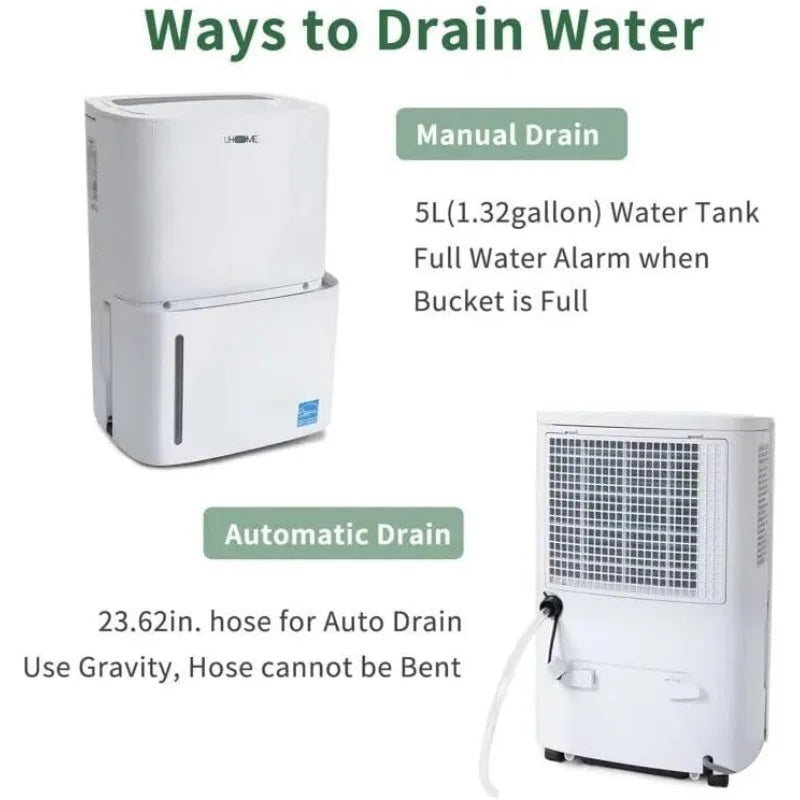 Uhome 120 Pints Dehumidifier with Drain Hose - 6000 Sq. Ft Quiet Dehumidifier for Home, Basements, Storages and Large Rooms