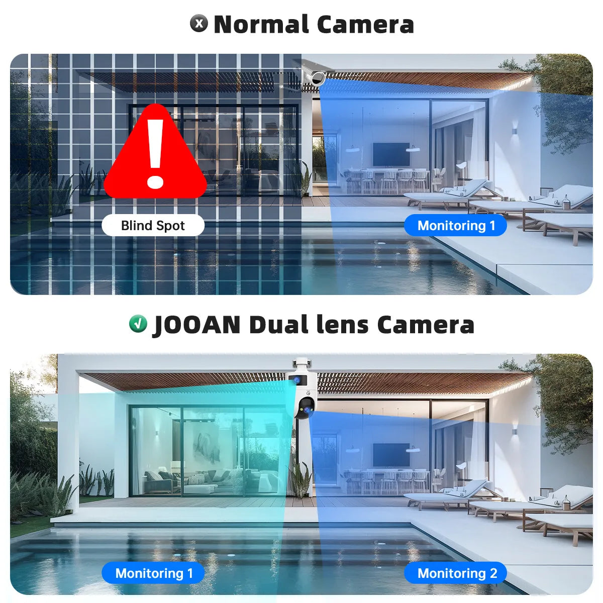 JOOAN 6MP HD 5G WiFi Outdoor Camera Dual Lens Dual Screen Home Security PTZ IP Camera Auto Tracking Video Surveillance Camera