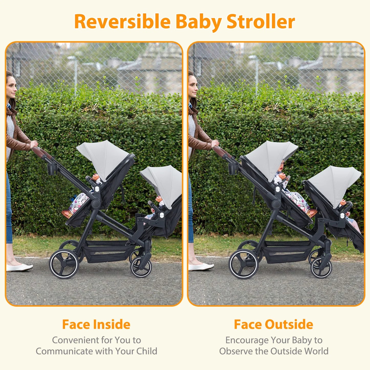 Double Stroller Tandem For Infant And Toddler Collapsible Positioning ComprehensiveManagement