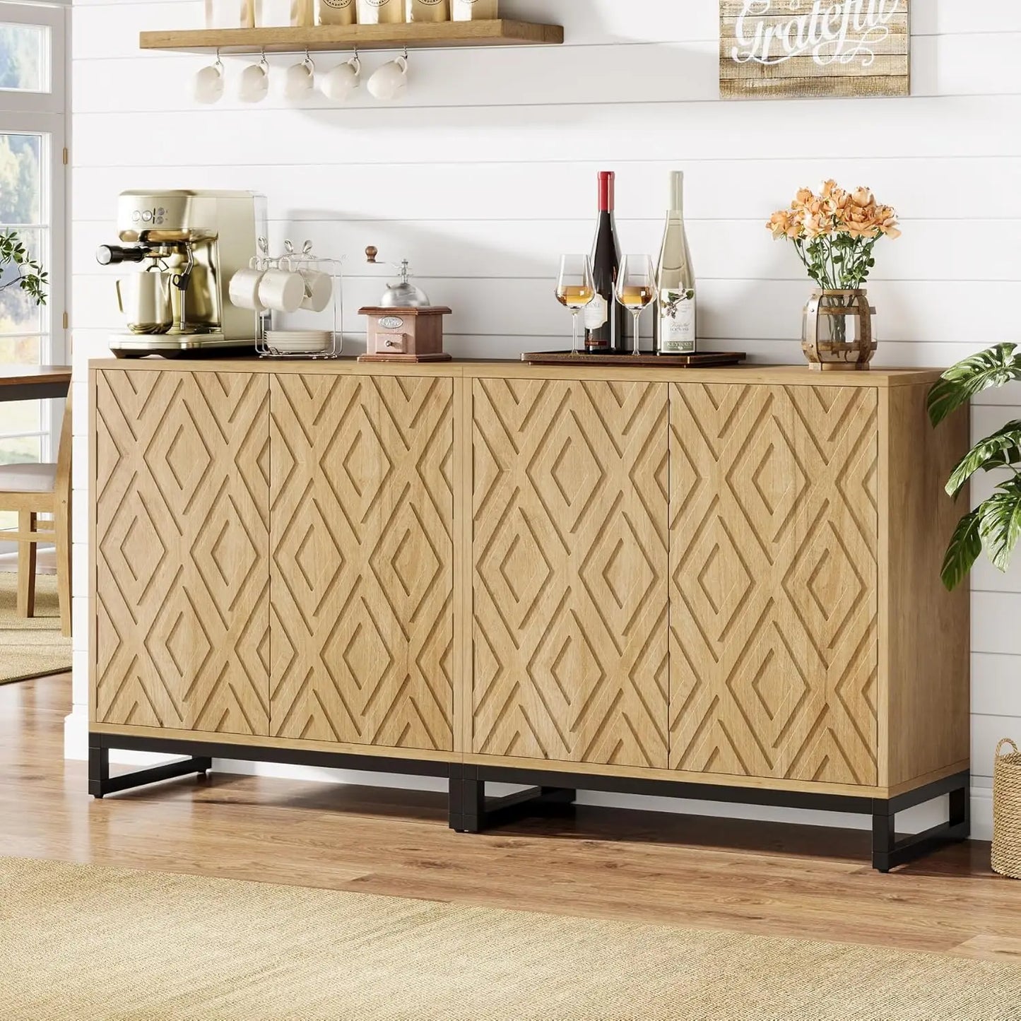 Little Tree Farmhouse Sideboard Buffet Cabinet for Dining Room
