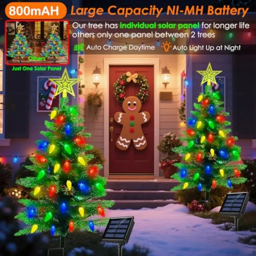 NoHign 2Pack Solar Christmas Tree Lights 100 LED Outdoor Decor
