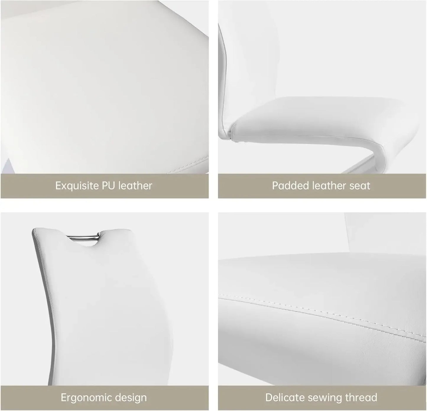 XMSJ Mermaid Dining Chairs Set Of 4 PremiumPULeatherSturdyMetalLegsScratchResistantErgonomic