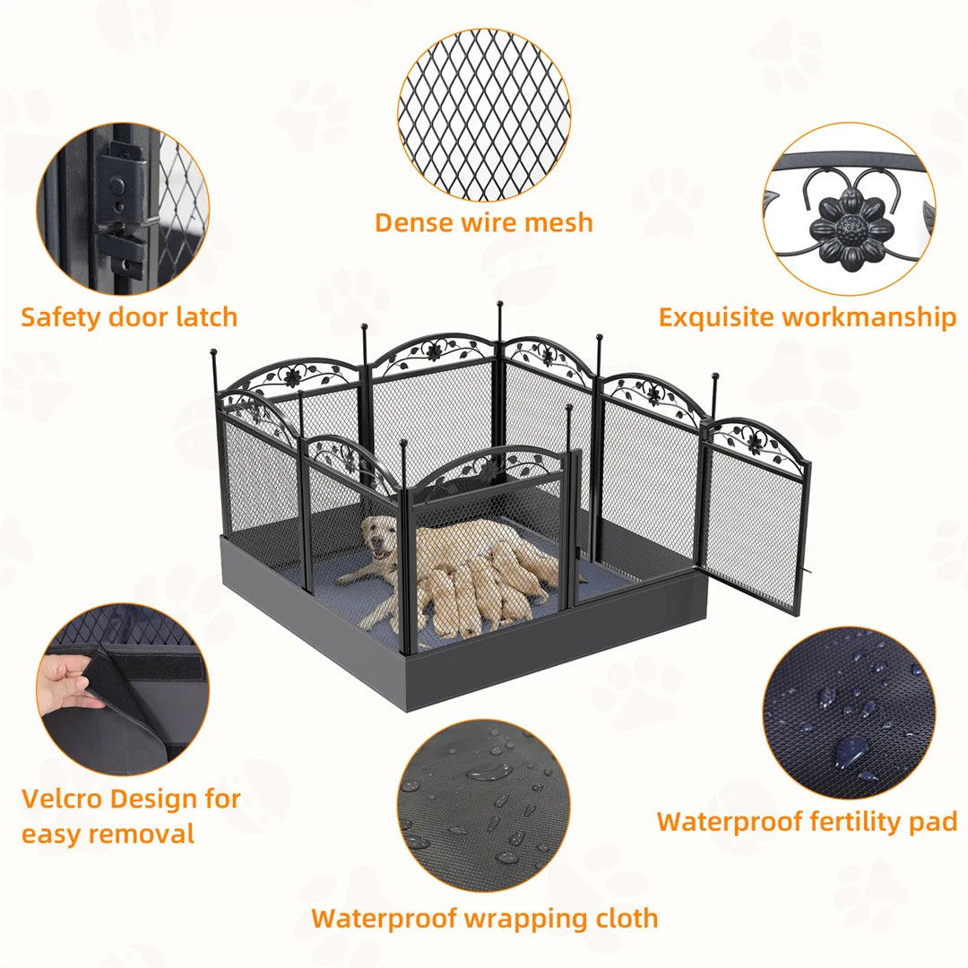 Heavy Duty 8 Panels DIY Dog Playpen with Waterproof Pad for Indoor Outdoor Use