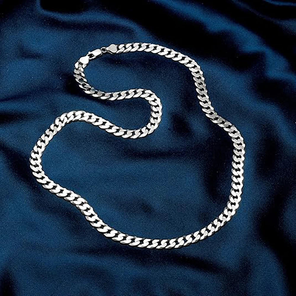 Certificate 925 Sterling Cuban Link Chain Necklace Men