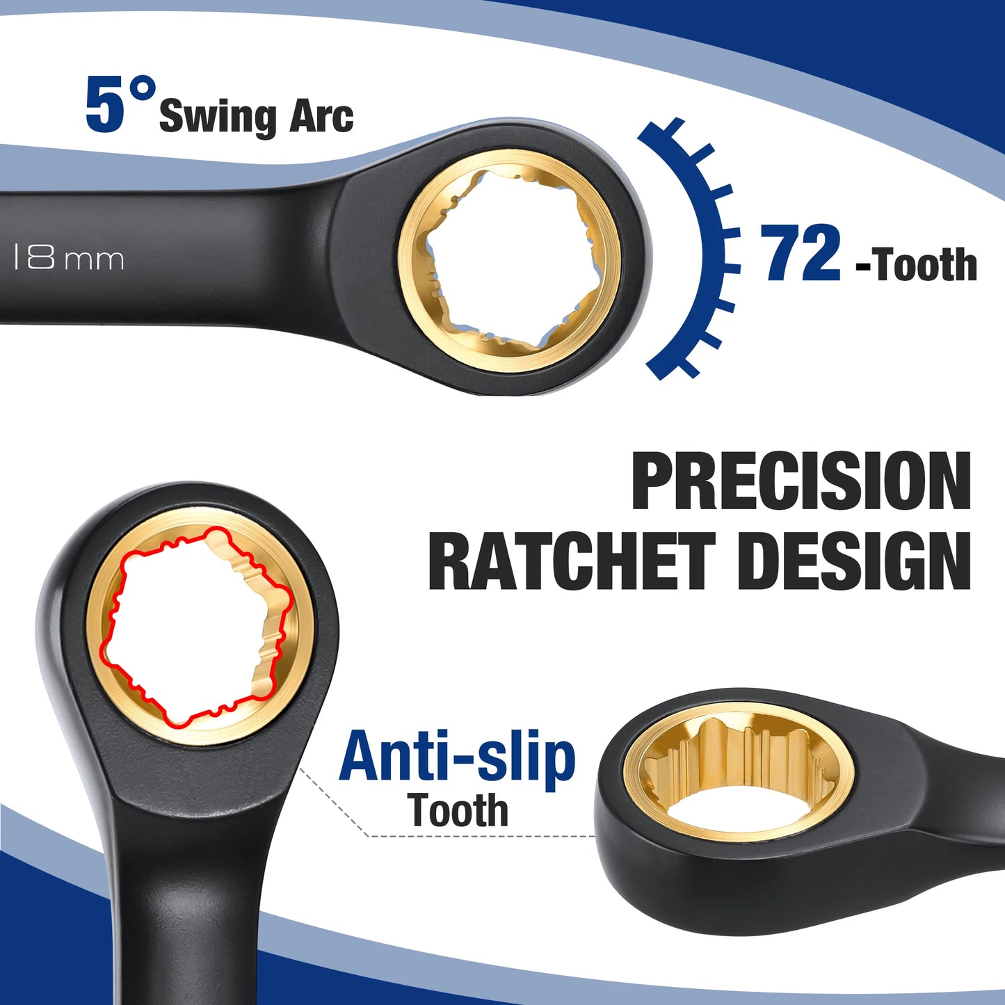 WORKPRO 22 Piece Ratcheting Wrench Set with Organizer Box