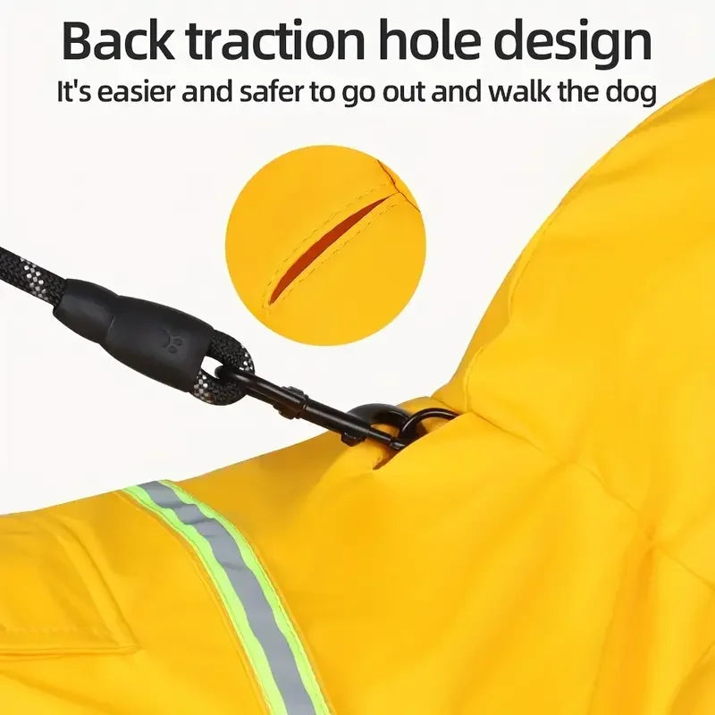 Hign-concerned Hooded Dog Raincoat Cape-Style Reflective Weatherproofing Outerwear