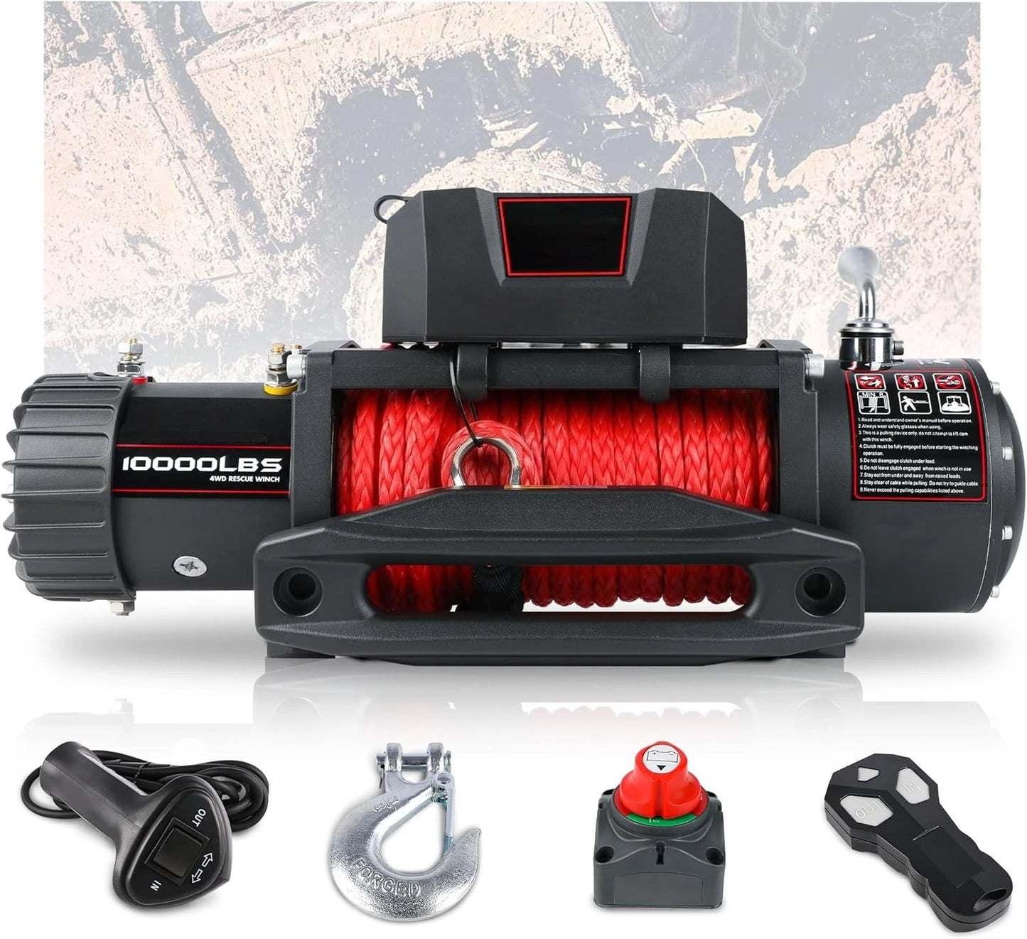 DIY Supplies Winch 10000 Lb Electric IP67 Remotes Kit