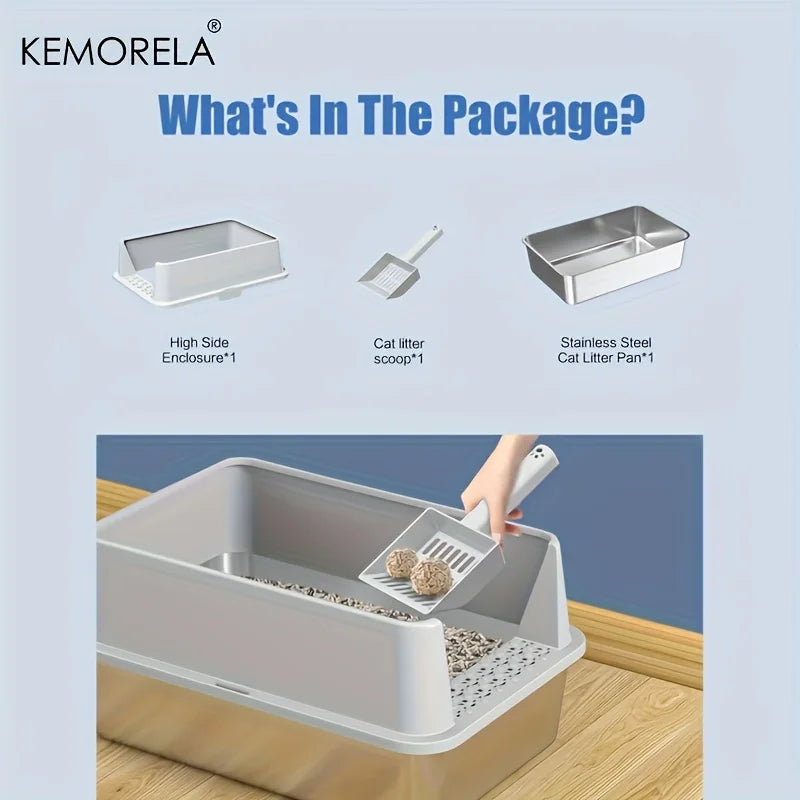 Super Large Stainless Steel Litter Box With Lid