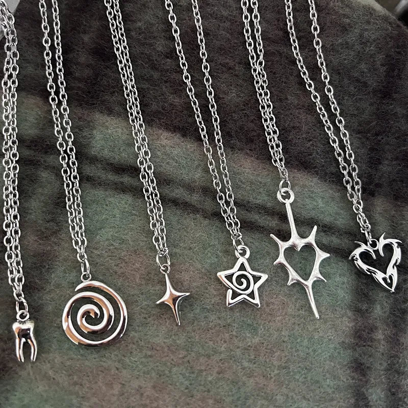 Imixlot Flail Fire Heart Teeth Pendant Necklace For Women