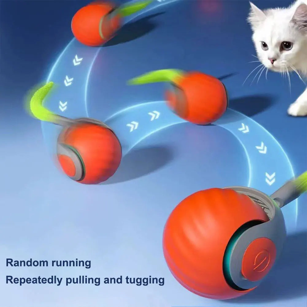 AutomaticMovingCatToyBallUSBRechargeableInteractiveSmartEntertainmentBallDynamicPetPlay