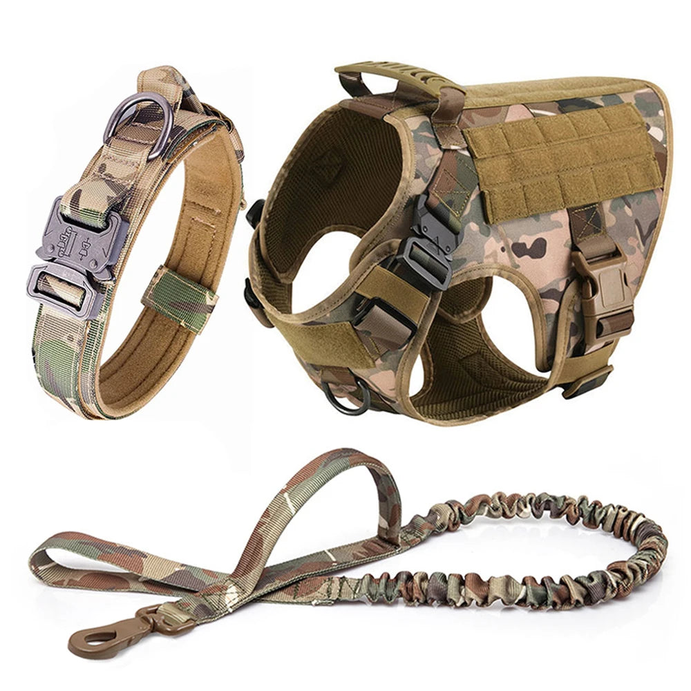 PETRAVELCN Tactical Military Dog Harness Vest Set for Training