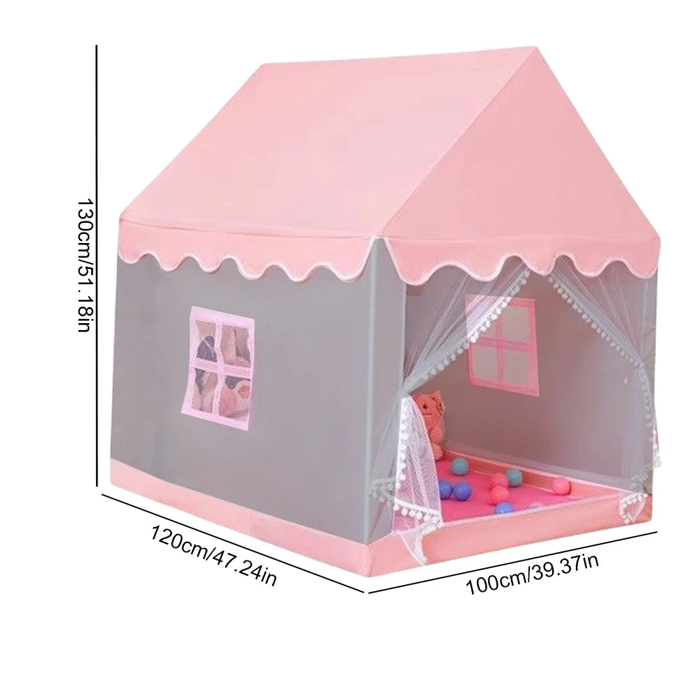 Portable Pink Princess Castle Tent for Kids Indoor Outdoor Playhouse