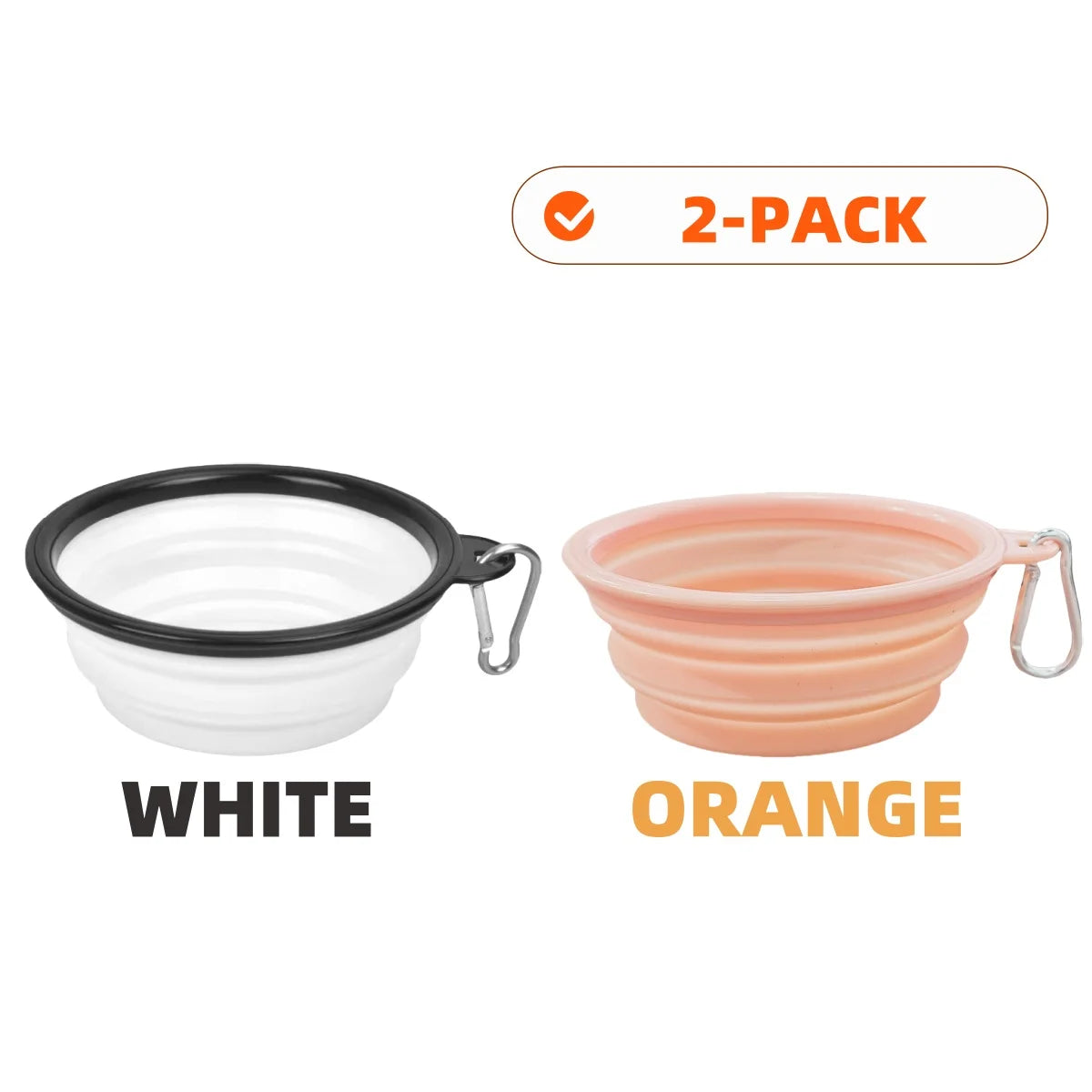 Hign-concerned Collapsible Silicone Dog Food And Water Bowl For Outdoor Camping Carabiner
