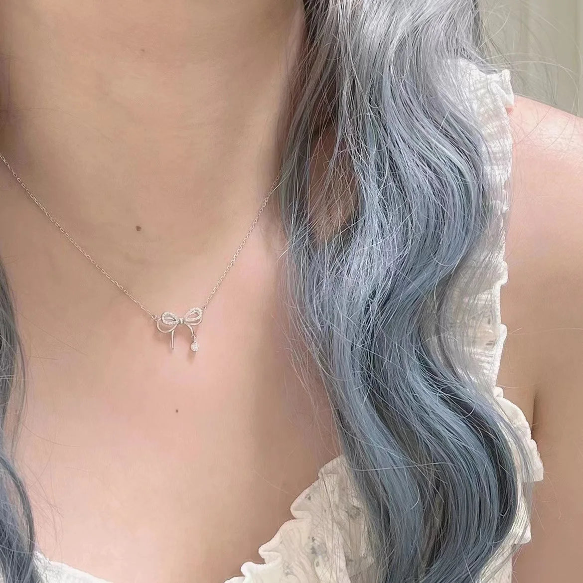 Guangdong Bowknot Silver Plated Necklace For Women